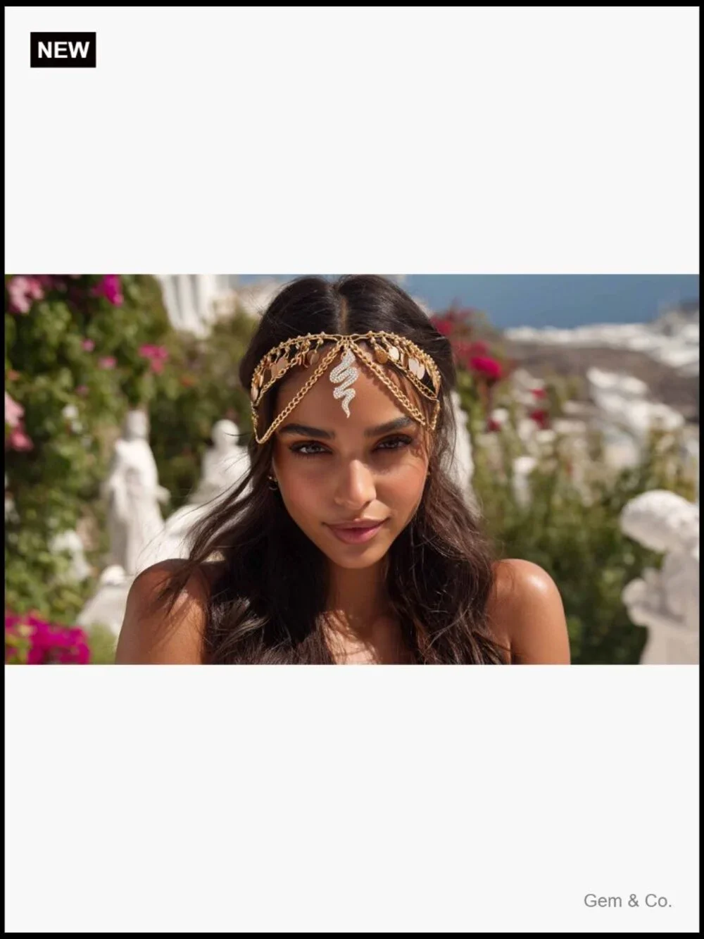 Sequin Head Chain Hair Accessory with Snake Pendant